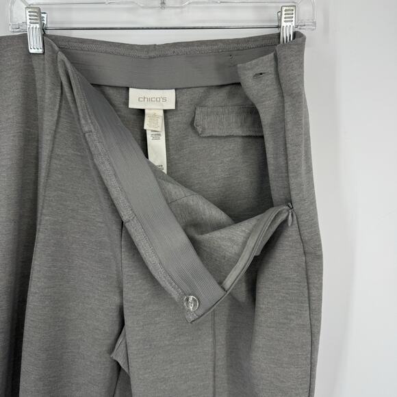 Chicos 3 The Lindy Side Zip Pants size XL Gray Seamed Stretch Knit 31" Inseam - Picture 5 of 9